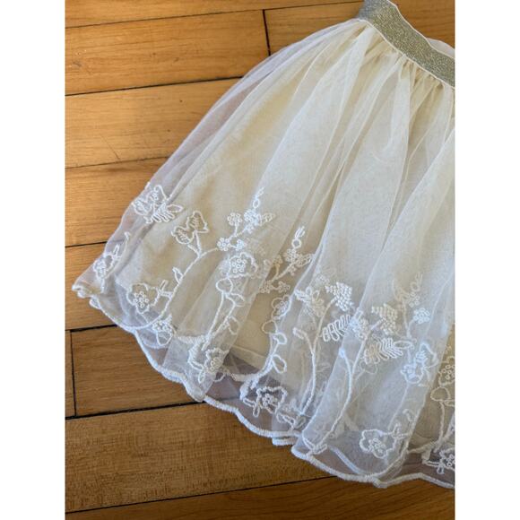 Mini Boden gold and cream tulle floral embroidered skirt - Picture 4 of 5